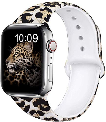 Product Cover OriBear Compatible with Apple Watch Band 40mm 38mm 44mm 42mm Elegant Floral Bands for Women Soft Silicone (A-Sexy Leopard, 40/38mm S/M)