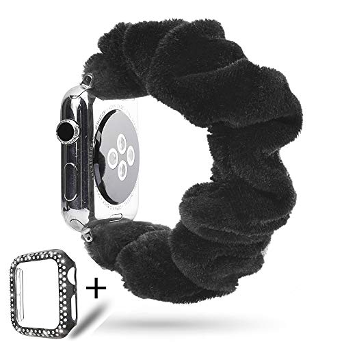 Product Cover PENKEY Velvet Scrunchie Elastic Watch Band Compatible for Apple Watch 38mm 42mm,Soft and Skin-Friendly with Smooth,Women Replacement Wristband for iWatch Series 5 4 3 2 1