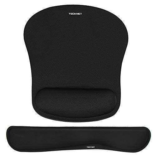Product Cover TeckNet Keyboard Wrist Rest and Mouse Pad with Wrist Support, Memory Foam Set for Computer/Laptop/Mac, Lightweight for Easy Typing & Pain Relief Ergonomic Mousepad (Black)