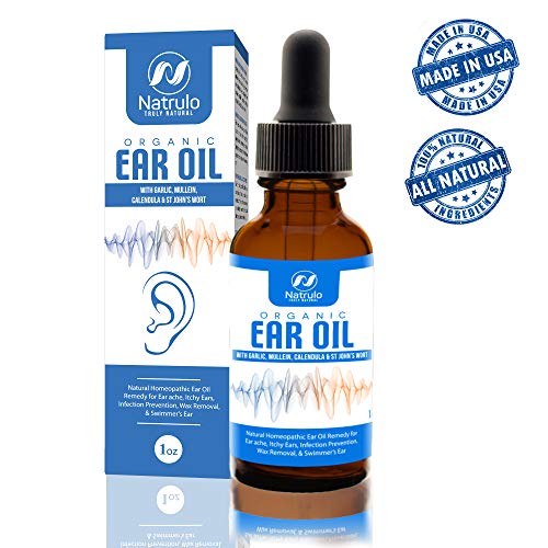 Product Cover Organic Ear Oil for Ear Infections - Natural Eardrops for Infection Prevention, Swimmer's Ear & Wax Removal - Kids, Adults, Baby, Dog Earache Remedy - with Mullein, Garlic, Calendula, Made in USA