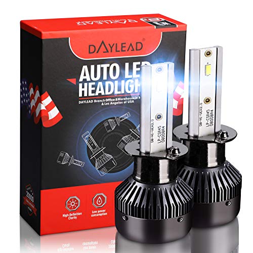 Product Cover H1 LED Headlight BulbsH1 LED Headlight Bulbs Conversion Kit LED Light Bulb with Cooling Fan,12000LM 6500K Xenon White, Low Beam/Fog Light Bulb,Pack of 2