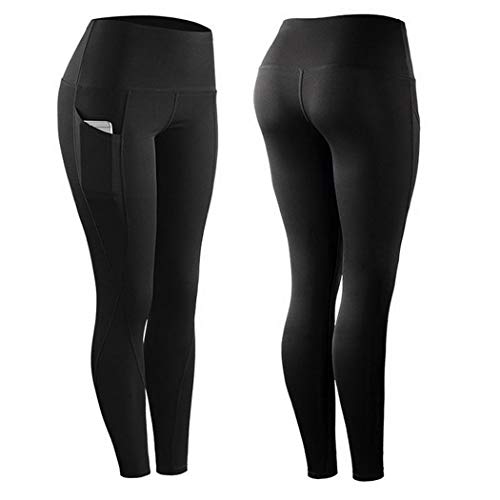 Product Cover ladiy Women Solid Breathable Comfortable Yoga Pants Leggings Active Pants Black