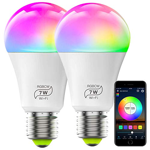 Product Cover HaoDeng WiFi LED Smart Bulb 2Pack- Dimmable, Multicolor, Tunable White (Color Changing Disco Ball Lamp) - 7W A19 E27(60W Equivalent), Compatible with Alexa, Google Home Assistant and IFTTT