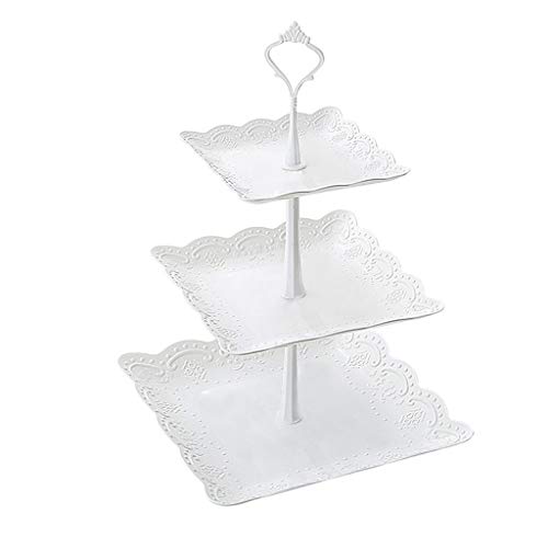 Product Cover LANGMAN Dessert Stand 3 Tier Cake Stand Fruit Plate Plastic Display Stand(A)