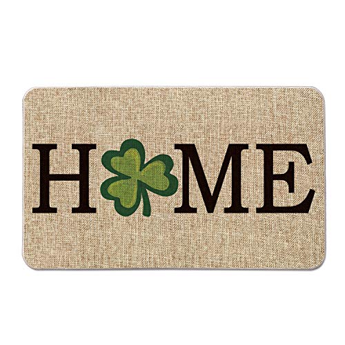 Product Cover AVOIN St Patricks Day Home Lucky Clover Shamrock Decorative Doormat Non-Skid Rubber, 17 x 29 Inch Spring Low-Profile Floor Mat Switch Mat for Indoor Outdoor Garden