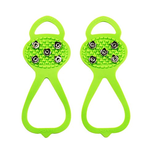Product Cover Milaloko 1 Pair (Kids' Size) Crampons,Traction Cleats,Spike for Winter Walking Safety,Shoe Grips on Ice、Snow for Children Girls and Boys,Kids' Size 8-10 (Green)
