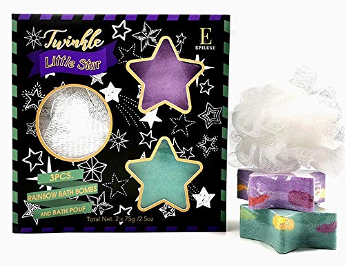 Product Cover Twinkle Little Star Luxury Bath Bombs with Surprise Rainbow Gift Set - Kids Girls Boys Women Men Teen Mom Bubble Bomb Float Spa Essential Organic Oils Shea Butter Skin Care Ideas Birthday Valentines
