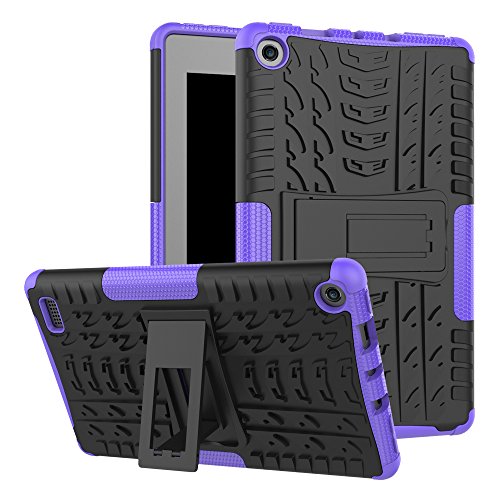 Product Cover MAOMI for KINDIE FlRE 7 case 2017 Release,Kickstand Shock-Absorption Heavy Duty Armor Defender Cover (Purple)