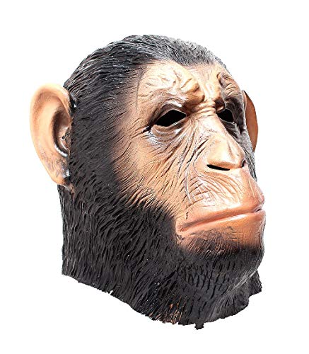 Product Cover Chimp mask-Gorilla mask-Novelty Halloween Costume Party Latex Animal Mask Full Head for Adults Black