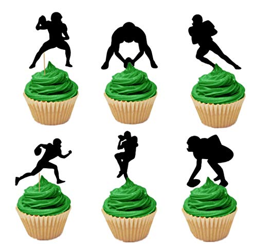 Product Cover LaVenty Set of 24 Football Payers Cupcake Toppers Rugby Cupcake Topper Super Bowl Party Decoration Football Party Decoration Rugby Party decoration Football Party Supplies