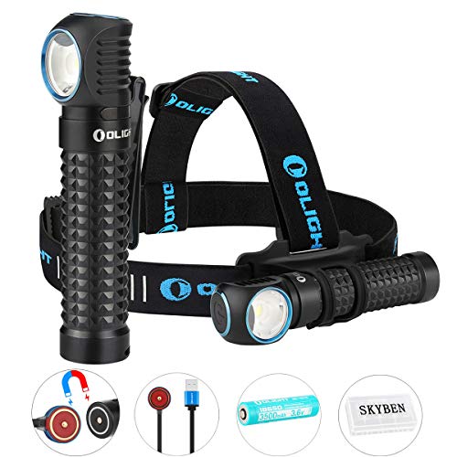 Product Cover Olight Perun 2000 Lumens Multi-functional Right Angle Headlight MCC Rechargeable Cool White 18650 Headlamp and Flashlight, with SKYBEN Battery Box (With Headband)