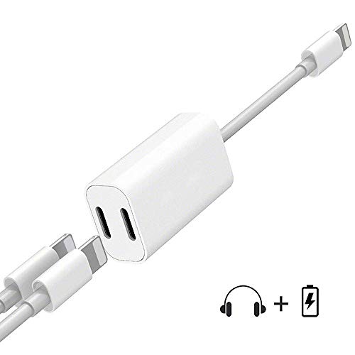 Product Cover [Apple MFi Certified] iPhone Cell Phone Accessories Car Chargers, Dual Lightning Jack Audio & Charging Dongle Power Adapters, Compatible iPhone 11 Pro/XS/X/8/7 Support iOS 13 Music Control & Sync Data