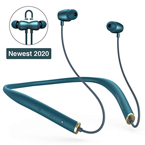Product Cover Bluetooth Headphones, SANAG Wireless Earphones Hanging Neck Bluetooth 5.0 Headsets, HiFi Sports in-Ear Earbuds for Fitness Running Long-Lasting Standby with Mic HD Stereo Earbuds-Mint Green