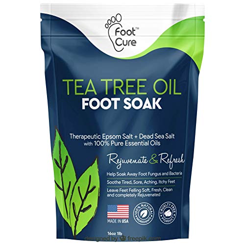 Product Cover Foot Cure Tea Tree Oil Foot SOAK with ESPSOM Salt - Extra Strength Formula - for Toenail Fungus, Athletes Foot, Stubborn Foot Odor Scent, Fungal, Softens Calluses & Soothes Sore Tired Feet.