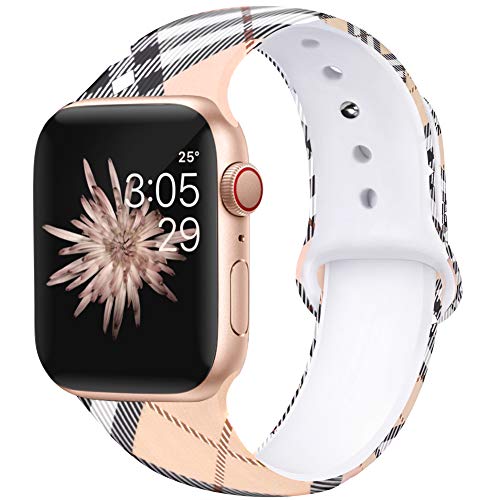 Product Cover Kaome Floral Bands Compatible with App le Watch Band 38mm 40mm, Soft Silicone Fadeless Pattern Printed Replacement Strap Bands for Women, Compatible with iWatch Series 5/4/3/2/1, M/L