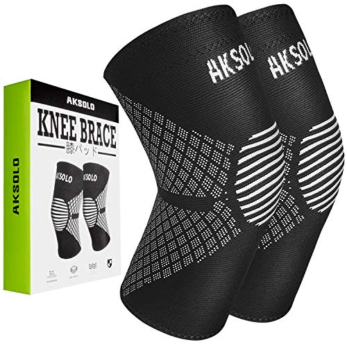 Product Cover Knee Brace for Women Men (Pair) - AKSOLO Anti Allergy Compression Sleeve