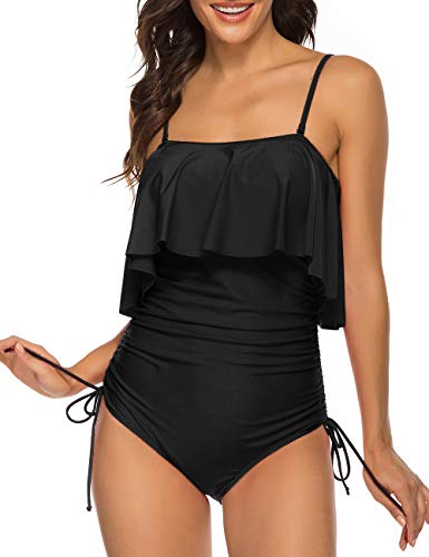 Product Cover SELINK Women's One Piece Swimsuit Vintage Spaghetti Strap Side Tie Ruffle Bathing Suits