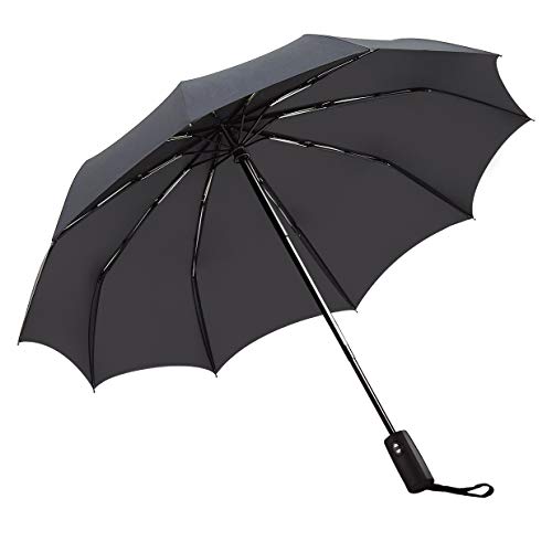 Product Cover Umbrella,JUKSTG 12 Ribs Auto Open/Close Windproof Umbrella, Waterproof Travel Umbrella,Portable Umbrellas With Ergonomic Handle,Black