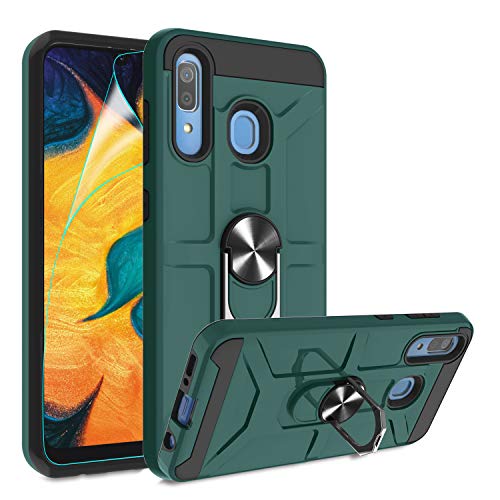 Product Cover Galaxy A50/A50S Case, Galaxy A30S/A30/A20S/A20 Case with HD Screen Protector, Atump Ring Holder Kickstand [Work with Magnetic Car Mount] PC+ TPU Phone Case for Samsung Galaxy A50,Midnight Green