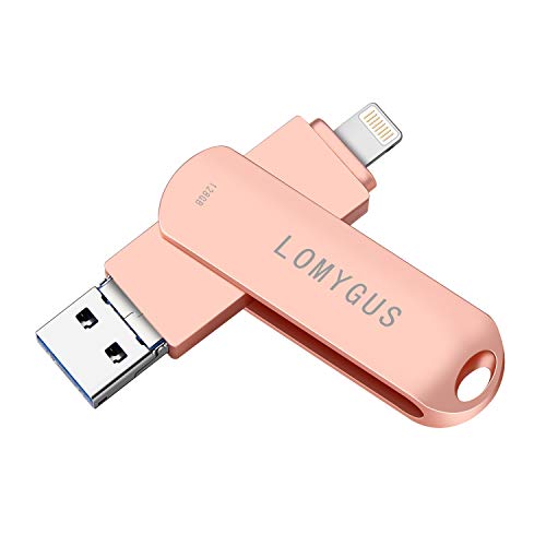 Product Cover Flash Drive for iPhone 128GB Photo Stick for iPhone External Storage USB3.0 Pen Drive LOMYGUS USB Flash Drive Compatible iPhone iPad iOS MacBook Android and Computer(Pink 128GB)