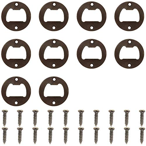 Product Cover Bottle opener Round Beer Cap Lifter Wall Mounted Bronze Finished Inset Kit Hardware Parts DIY kit with Screws 10 Pcs