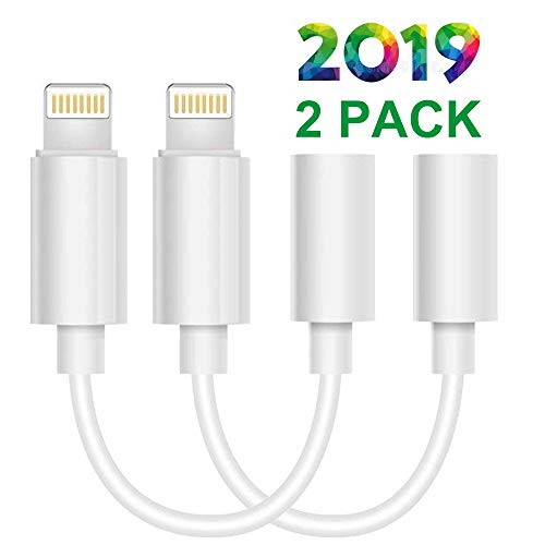 Product Cover Lighting to 3.5 mm Headphone Adapter Earphone Earbuds Adapter Jack 2 Pack,Convenient and Rapid,Compatible with Apple iPhone 11 Pro Max X/XS/Max/XR 7/8/8 Plus Plug and Play Cell Phone Minutes