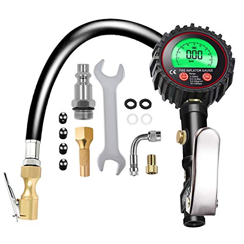 Product Cover TiGaAT Digital Tire Pressure Gauge Inflator, Accurate 200 PSI Air Chuck and Compressor Accessories for Car Bike Rv Truck Automobile and Motorcycle