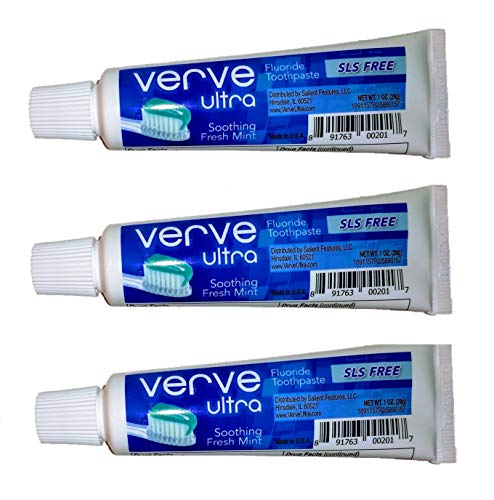 Product Cover Verve Ultra TRAVEL SIZE SLS-Free Toothpaste with Fluoride, 1.0 oz. (Pack of 3)