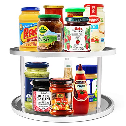 Product Cover 2-Tier Lazy Susan, Non-Skid Metal Turntable Lazy Susan, 10.5 inch, Updated Turntable Base, Double Tier Round Lazy Susan for Kitchen, Cabinet, Pantry, Spice Rack Storage
