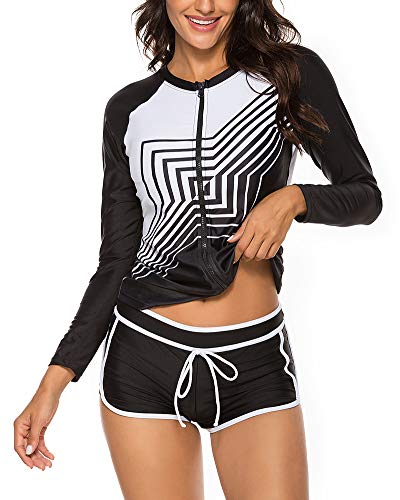 Product Cover Wolddress Womens Long Sleeve Rashguard Swimsuit Sport Swimwear Tankini Set