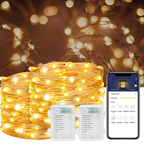 Product Cover Govee 16.4Ft Fairy Light Battery Operated, IP67 Waterproof Led String Light with Easy Bluetooth Control, Twinkle Lights for Christmas Home Parties Bedroom Decoration- Warm White