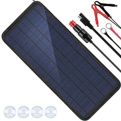 Product Cover MOOLSUN 12 Volt 12v Solar Battery Charger, 10W Solar Car Battery Charger, Solar Trickle Charger, Solar Panel Battery Maintainer, Power Kit Portable Backup for Automotive, Motorcycle, Boat, Marine, RV