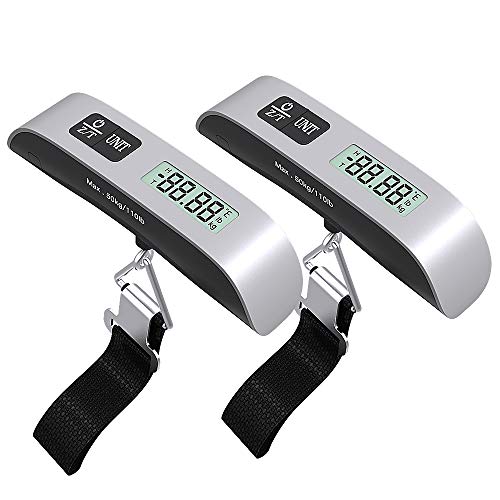 Product Cover Digital Luggage Scale,Termea Digital Hanging Luggage Scale,Portable Handheld Baggage Scale for Travel, Suitcase Scale with Rubber Paint,Temperature Sensor,110 Pounds, 2 Pack