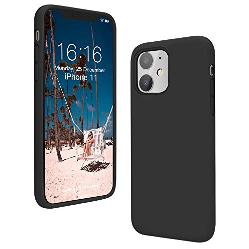 Product Cover ANTTO Case for iPhone 11,Liquid Silicone Gel Rubber Phone Cover with Soft Microfiber Cloth Lining Cushion Shockproof Drop Protection- Black