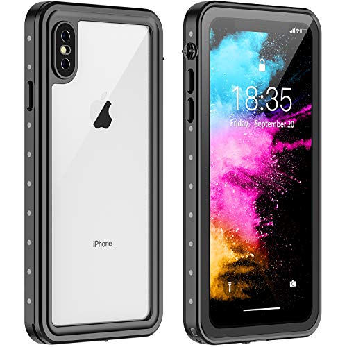 Product Cover iPhone X/XS Waterproof Case, Redpepper Protective Clear Cover with Built-in Screen Protector, Support Wireless Charging IP68 Certified Waterproof Dustproof Shockproof Case for iPhone X/XS 5.8 inch