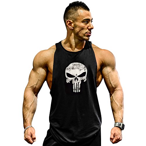 Product Cover GZXISI Mens Skull Print Stringer Bodybuilding Gym Tank Tops Workout Fitness Vest