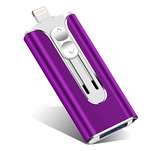 Product Cover iOS Flash Drive 512GB iPhone Memory Stick,XiangGao Thumb Drive USB 3.0 Lightning Memory Stick for iPhone iPad Android and Computers (512gb, DT- Purple)