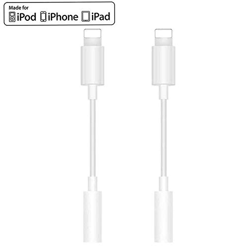 Product Cover [Apple MFi Certified] Headphone Adapter for iPhone, 2 Pack Lightning to 3.5mm Headphone Digital Audio Aux Stereo Compatible for iPhone 11/11 Pro/XS/XR/X/8 7/iPad, iPod, Support Calling & Music Control