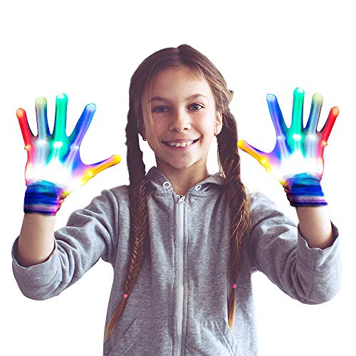 Product Cover 8-12 Year Old Boy Girls Gifts, SOKY Light Up Gloves for Kids Boys Toys Age 8-12 Christmas Fun Gifts for 8-12 Year Old Boys Girls Cool Halloween Costume Cosplay Festival Party Supplies Dress Up