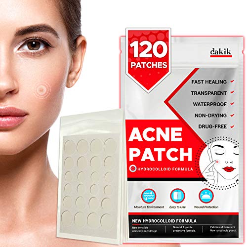 Product Cover Acne Pimple Healing Patch - Invisible Facial Stickers with Hydrocolloid, Absorbing Cover for Skin Treatment, Blemishes, Black and White Spots, Three Sizes, Blends in with skin (120 Patches)