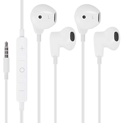 Product Cover Aux Headphones/Earphones/Earbuds 3.5mm Wired Headphones Noise Isolating Earphones with Built-in Microphone & Volume Control Compatible with iPhone 6 SE 5S 4 iPod iPad Samsung/Android MP3