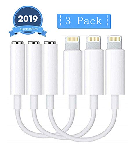 Product Cover iPhone Headphone Adapter (3 Pack),Ergonflow Compatible with iPhone 7/7Plus /8/8Plus /X/Xs/Xs Max/XR Adapter Headphone Jack, 3.5 mm Headphone Adapter Jack Compatible with iOS 12