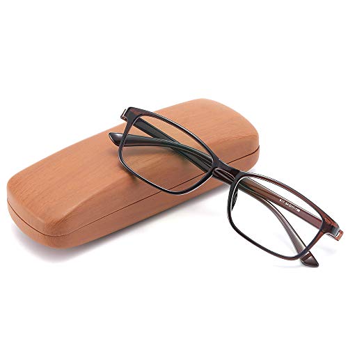 Product Cover Multi Focus Reading Glasses Lightweight Blue Light Blocking Progressive Readers Brown for Men and Women (Anti-Blue-up+0.00,Down+1.50, Brown)