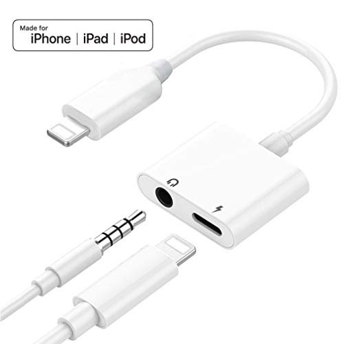 Product Cover (Apple MFi Certified) 2-in-1 iPhone Headphone Jack Adapter, Lightning to 3.5mm Splitter Jack Dongle Charger & Audio Connector for iPhone 11 Pro Xs Xr X 8 7 Plus Support iOS 11 12 iOS 13