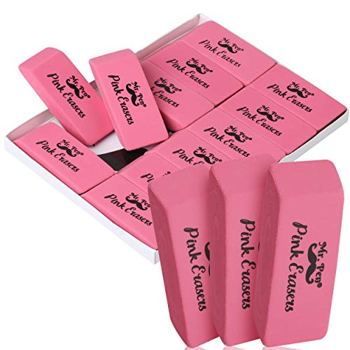 Product Cover Mr. Pen- Erasers, Pink Erasers, Pack of 12, Pink Eraser, Pencil Erasers, Large, School Supplies, Eraser Pencil for Artists and Students, Erasers for Kids, Art Eraser, Erasers Bulk, Eraser for School