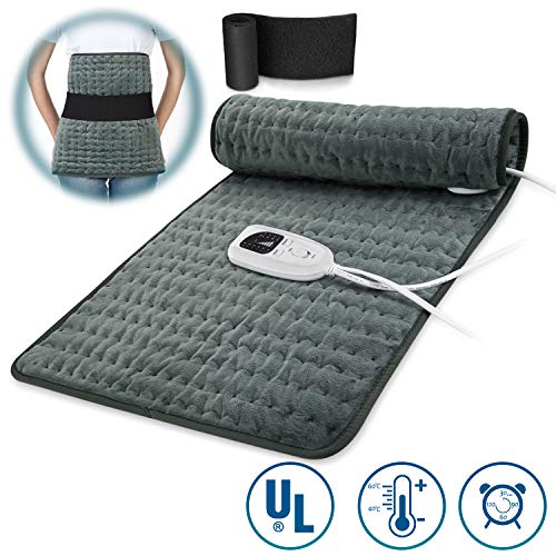Product Cover Heating Pad, Electric Heat Pad for Back Pain and Cramps Relief - Electric Fast Heat Pad with 6 Heat Settings Moist Heat Therapy Options -Auto Shut Off- Machine Washable (33 * 17)