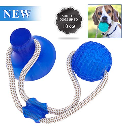 Product Cover GOCHANGE Pet Molar Bite Toy, Multifunction Interactive Ropes Toys, Self-Playing Rubber Chew Ball Toy with Suction Cup for Chewing, Teeth Cleaning, Suitable for Dogs and Cats