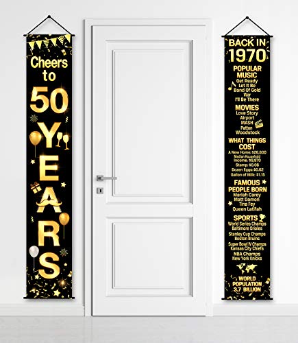 Product Cover 50th Birthday Anniversary Party Decorations Cheers to 50 Years Banner Party Decorations Welcome Porch Sign for Years Birthday Supplies (50th-1970)