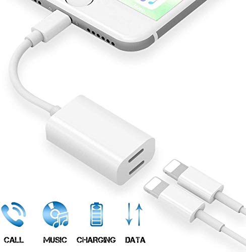 Product Cover [Apple MFi Certified]iPhone Headphone Adapter, Charger and Headphones Splitter Dongle ,Dual lightning Adapter Splitter Headphone 2 in 1 Audio Charger for iPhone 11 /XS/XR/X /8/7 Support iOS 10.3 above