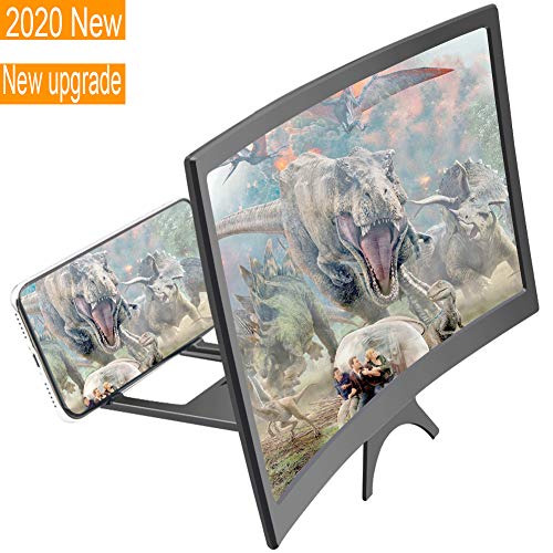 Product Cover Curved Screen Magnifier 12'', Lightest 3D Magnifier Projector Screen for Movies, for iPhone Samsung Galaxy and All Smartphones (12'')